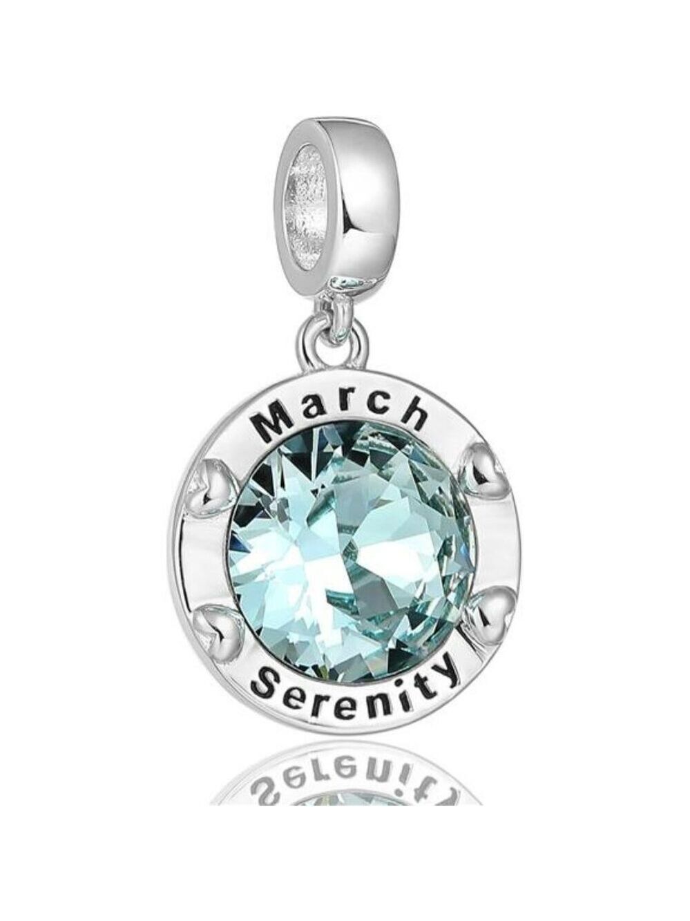 March birthstone charm aquamarine zircon bead fit pandora bracelet birthday gift